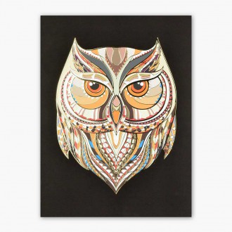 Vzorovaná Sova 3D Zlatý Plakát