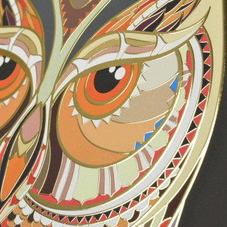 Vzorovaná Sova 3D Zlatý Plakát