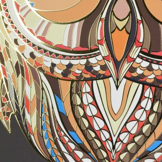 Vzorovaná Sova 3D Zlatý Plakát