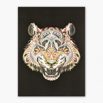 Vzorovaná Hlava Tygra 3D Zlatý Plakát