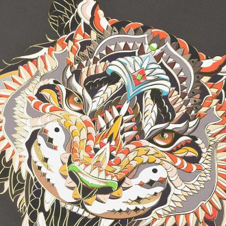 Vzorovaná Hlava Tygra 3D Zlatý Plakát