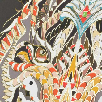 Vzorovaná Hlava Tygra 3D Zlatý Plakát