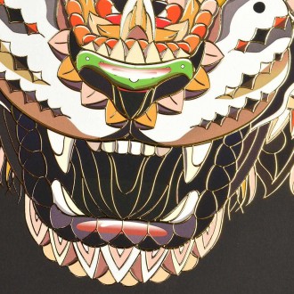 Vzorovaná Hlava Tygra 3D Zlatý Plakát