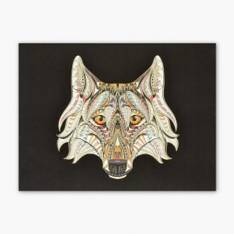 Vzorovaná hlava vlka 3D Zlatý Plakát