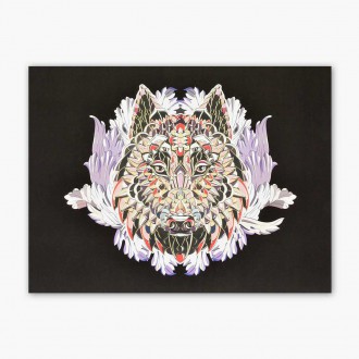 Vzorovaná hlava psa 3D Zlatý Plakát