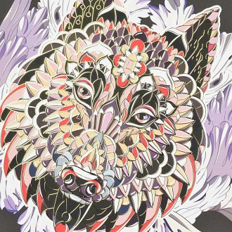 Vzorovaná hlava psa 3D Zlatý Plakát