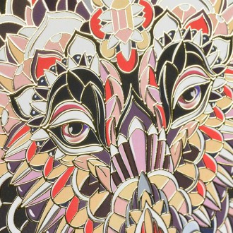 Vzorovaná hlava psa 3D Zlatý Plakát