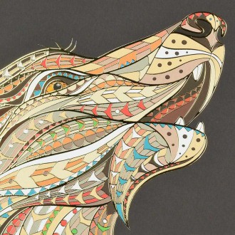 Vzorovaná Hlava Vlka 2 3D Zlatý Plakát