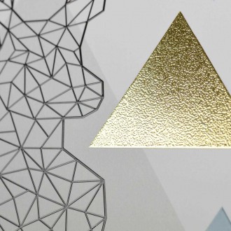 Abstraktní geometrická silueta jelena 3D Zlatý Plakát