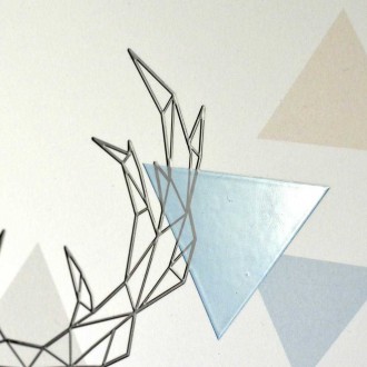 Abstraktní geometrická silueta jelena 3D Zlatý Plakát