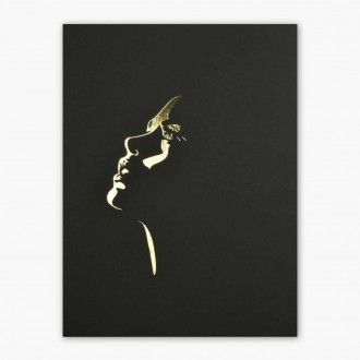 Silueta ženského obličeje 3D Zlatý Plakát
