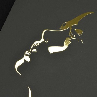 Silueta ženského obličeje 3D Zlatý Plakát