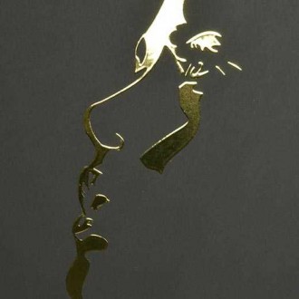 Silueta ženského obličeje 3D Zlatý Plakát