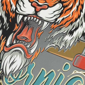 Tygr se skateboardem 3D Zlatý Plakát