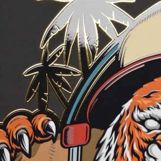 Tygr se skateboardem 3D Zlatý Plakát