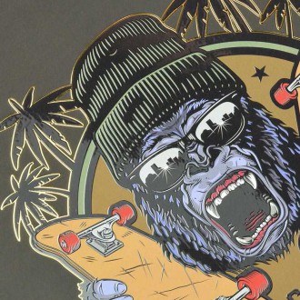 Gorila se skateboardem 3D Zlatý Plakát