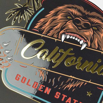 Medvěd se skateboardem 3D Zlatý Plakát
