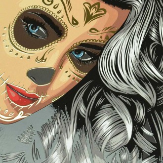 Dívka s makeupem lebky 3D Zlatý Plakát