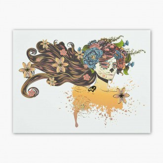 Sugar Skull Girl 3D Zlatý Plakát