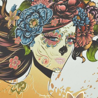 Sugar Skull Girl 3D Zlatý Plakát