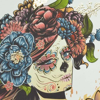 Sugar Skull Girl 3D Zlatý Plakát