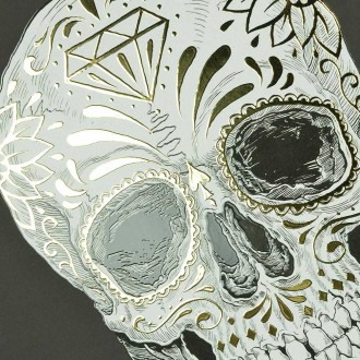 Den mrtvých lebka 3D Zlatý Plakát