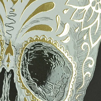 Den mrtvých lebka 3D Zlatý Plakát