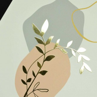 Abstrakt listy 3D Zlatý Plakát