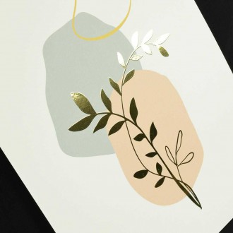 Abstrakt listy 3D Zlatý Plakát