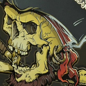 Pirátska lebka 3D Zlatý Plakát