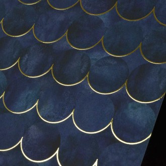 Abstraktní akvarel vlny 3D Zlatý Plakát