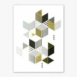 Abstraktní geometrické tvary 3D Zlatý Plakát