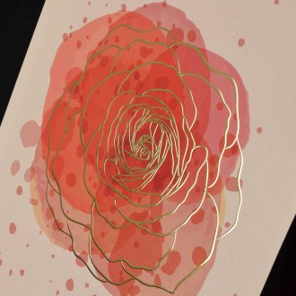 Ručně kreslené květiny 2 3D Zlatý Plakát