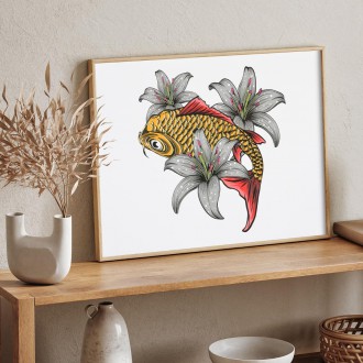 Čínské ryby 3D Zlatý Plakát