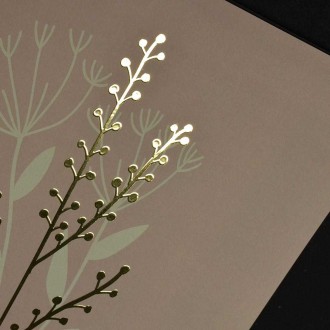 Květiny 3 3D Zlatý Plakát