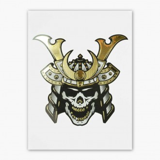 Samurajská přilba lebka 3D Zlatý Plakát