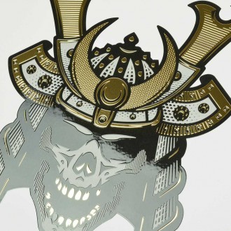 Samurajská přilba lebka 3D Zlatý Plakát
