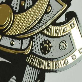 Samurajská přilba lebka 3D Zlatý Plakát