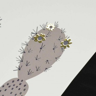 Tři Kaktusy 3D Zlatý Plakát