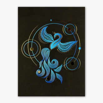 Pták Phoenix 3D Zlatý Plakát