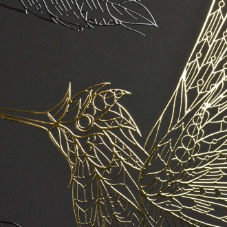 Zlatý kolibřík 2 3D Zlatý Plakát