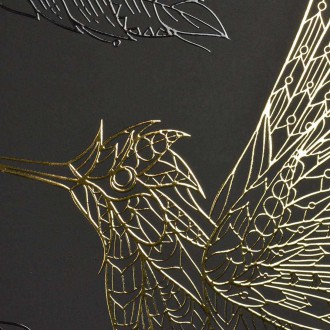 Zlatý kolibřík 2 3D Zlatý Plakát