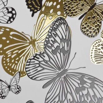 Zlatí a černí motýli 3D Zlatý Plakát