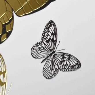 Zlatí a černí motýli 3D Zlatý Plakát