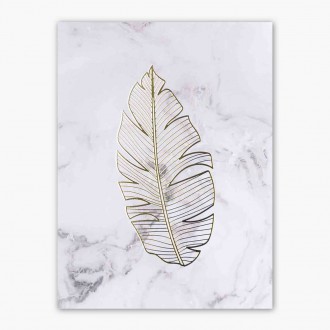 Minimalistický list 3 3D Zlatý Plakát