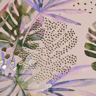 Abstraktní palmové listy 3D Zlatý Plakát