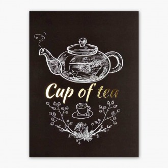 Šálek čaje 3D Zlatý Plakát