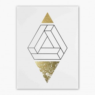 Abstraktní geometrické tvary 8 3D Zlatý Plakát