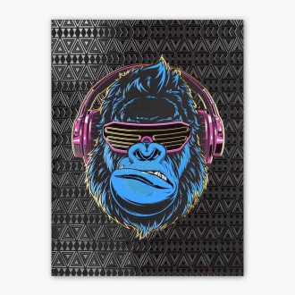 Gorila se sluchátky 3D Zlatý Plakát