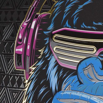 Gorila se sluchátky 3D Zlatý Plakát